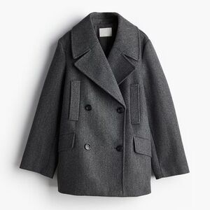 H&M Charcoal Double-Breasted Pea Coat